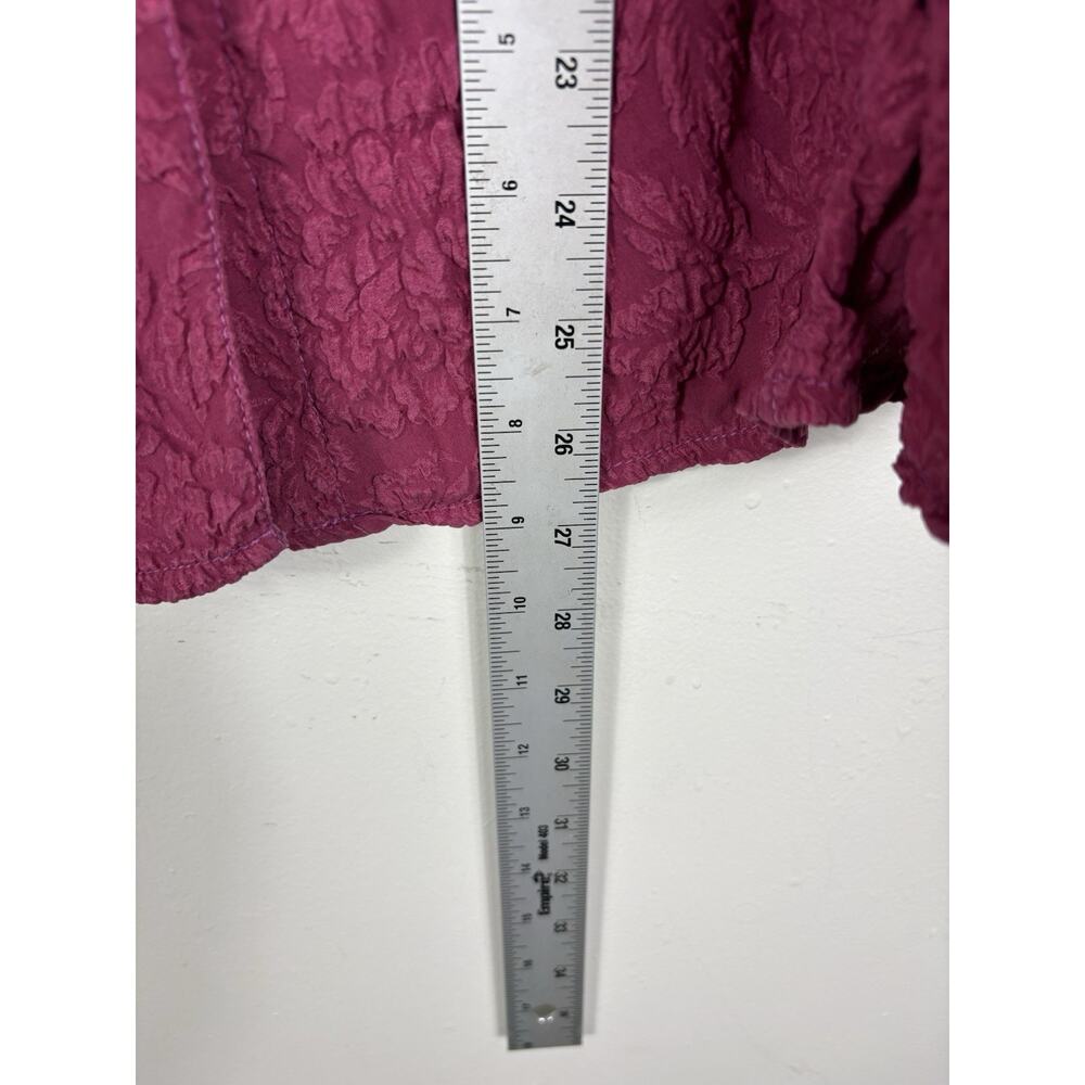 URU Top Women’s XL Berry Silk Textured Floral Jacquard Tunic Artsy Whimsical - Picture 8 of 9